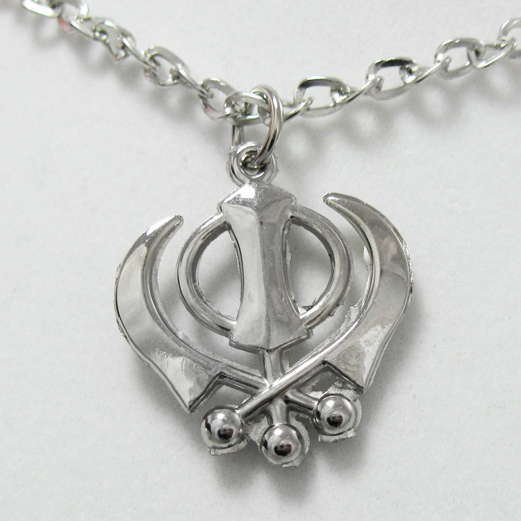 Small Silver Color Khanda Necklace