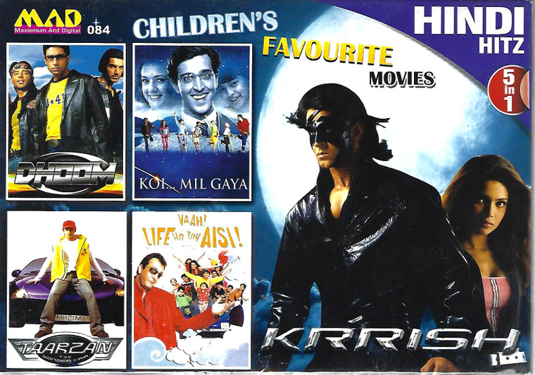 Children's favourite-Dhoom,Koi Mil Gaya,Taarzan,Vaah Life Ho Toh Aisi,Krrish ( 5 IN 1 )