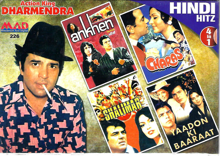 Dharmendra Hitz-Ankhen,Charas,Shalimar,Yaadon Ki Baaraat  ( 4 IN 1 )