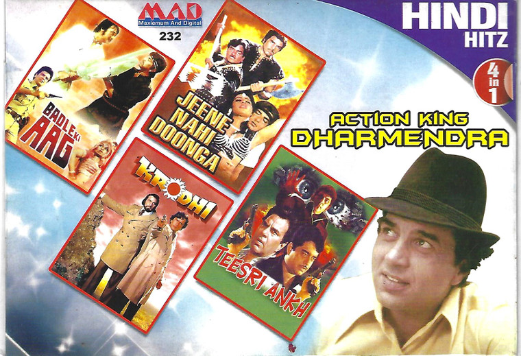 Dharmendra Hitz-Badle Ki Aag,Krodhi,Jeene Nahi Doonga,Teesri Ankh  ( 4 IN 1 )