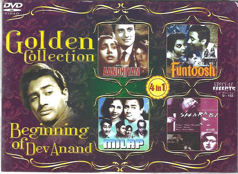 Golden Collection  Dev Anand-Aandhiyan,Funtoosh,Milap,Sharabi ( 4 IN 1 )