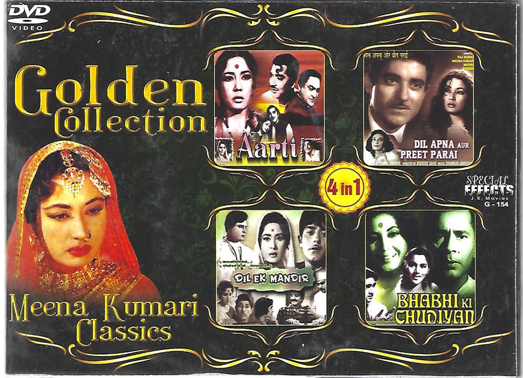 Golden Collection Meena Kumari-Aarti,Dil Apna Aur Preet Parai,Dil Ek Mandir,Bhabhi Ki Chudiyan( 4 IN 1 )