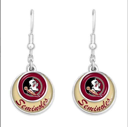 FTH 55427 Florida State Seminoles Double Disk Earrings