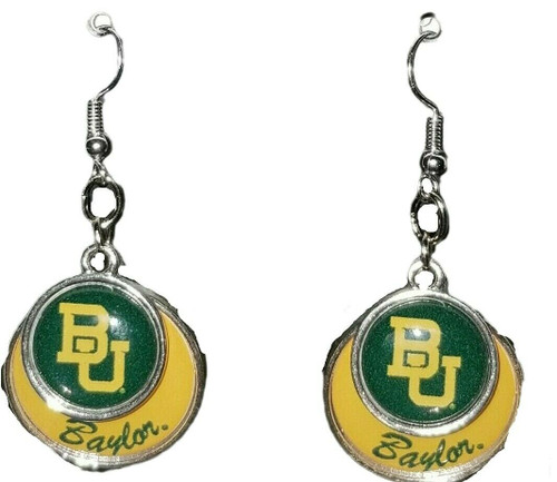 55427 Baylor Bears Double Disk Domed Earrings