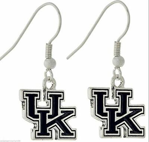 40023 Kentucky Wildcats Black and Silver Tone Logo Earrings