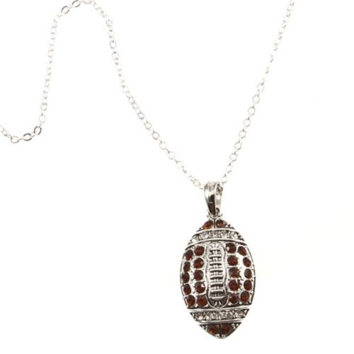 48141 Necklace with Red Rhinestone Football Charm