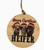 Wooden Christmas Ornament, Merry Christmas Heifer with 3 Cows in Santa Hats, 3.25 in