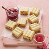 Sara Lee White Chocolate Raspberry Tray Slab Cake Sliced View Sara Lee White Chocolate Raspberry Tray Slab Cake Sliced View