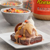 Reeses Peanut Butter Sauce Over Chocolate Ice Cream