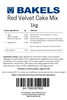 Bakels Red Velvet Cake Mix 1kg Label Close Up