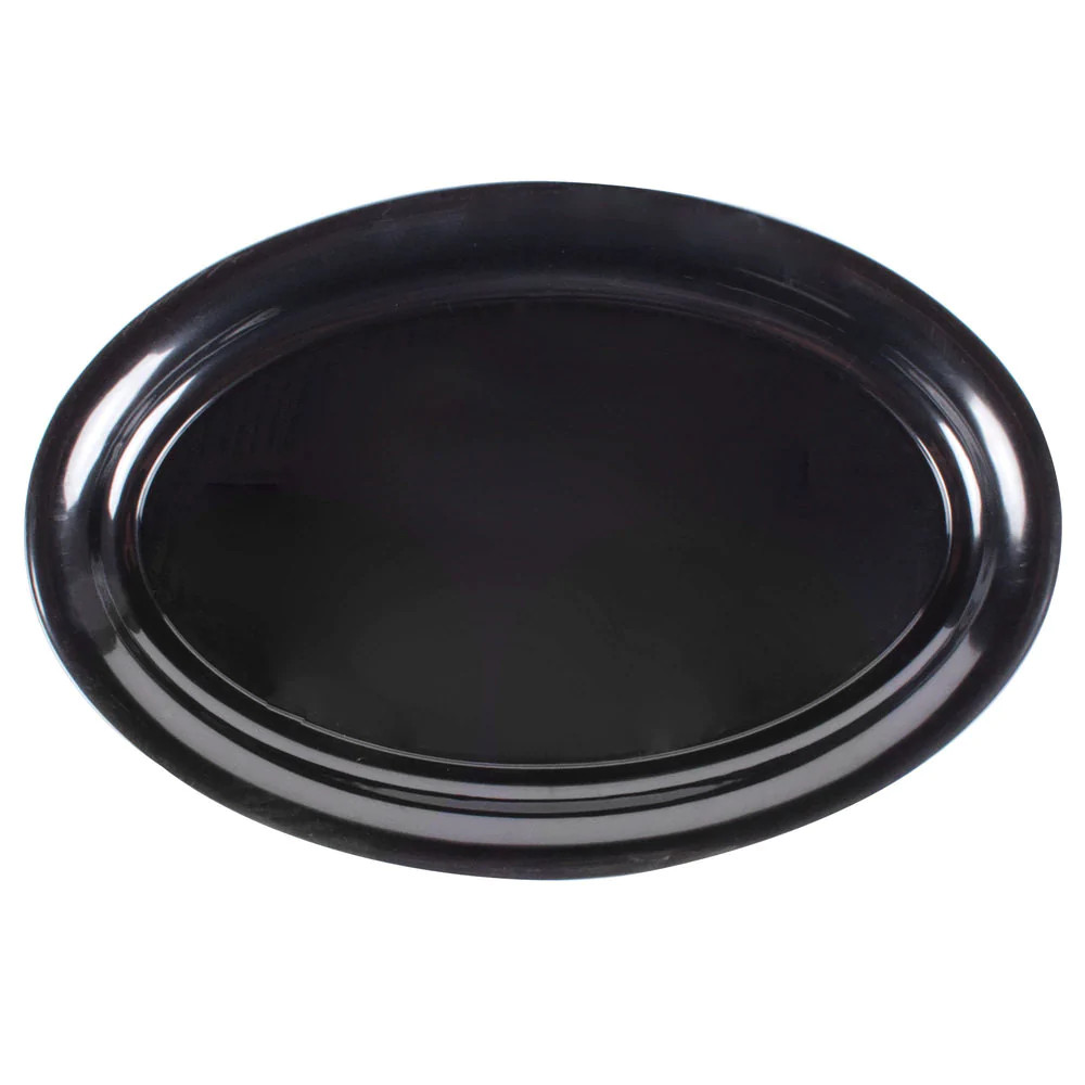 Reusable Black Oval Plastic Platter 16" Padstow Food Service Distributors