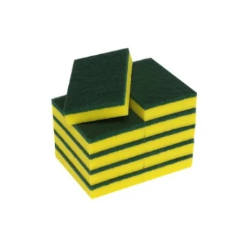Heavy Duty Scourer Sponge Green & Yellow 150mm 10Pk