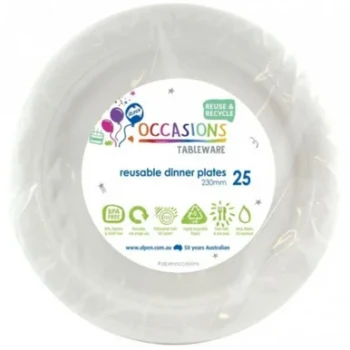 White Plastic Dinner Plates 230mm 20 pack