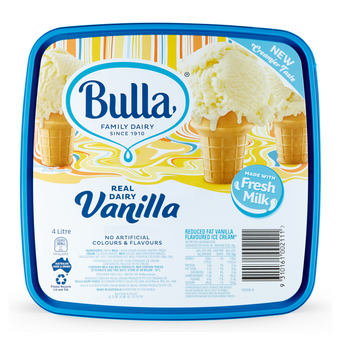 Bulla Real Dairy Vanilla Ice Cream 4 Litre Lid View