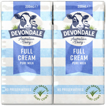 Devondale Long Life Full Cream Milk 200ml 6 Pack Front