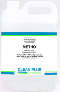 Methylated Spirit 95% 5 Litre Clean Plus commercial dishwashing product