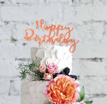 Rose Gold Plated Cake Topper Happy Birthday On A Cake Rose Gold Plated Cake Topper Happy Birthday On A Cake