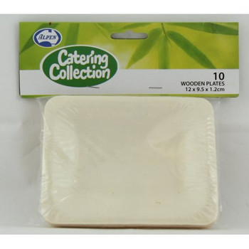 Wooden Plates Medium 12x9.5x1.2cm - 10 Pack