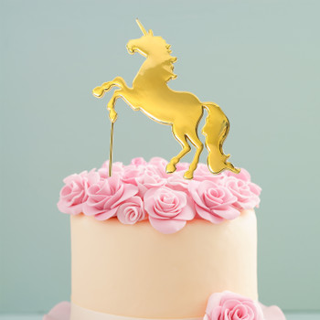Unicorn Cake Topper Gold Plated On A Cake Unicorn Cake Topper Gold Plated On A Cake