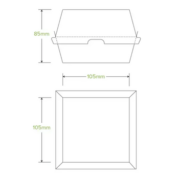 Biopak Regular Size Bioboard Takeaway Burger Boxes Dimensions