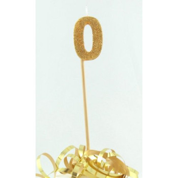 Gold Glitter Candle Number 0