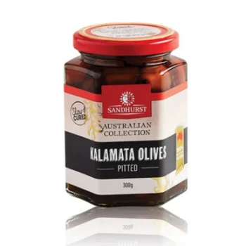 Sandhurst Australian Pitted Kalamata Olives 300g available from Padstow Food Service