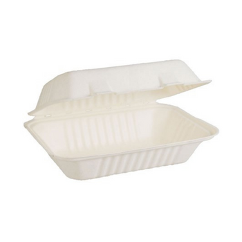 Pulp Tek Rectangle Natural Sugarcane / Bagasse Lid - Fits Catering Container - 100 Count Box, Beige