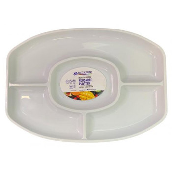 4 Sectional Oval Reusable Chip & Dip Platter