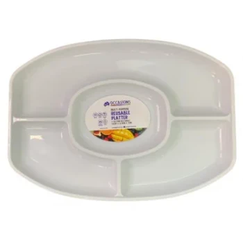 4 Sectional Oval Reusable Chip & Dip Platter