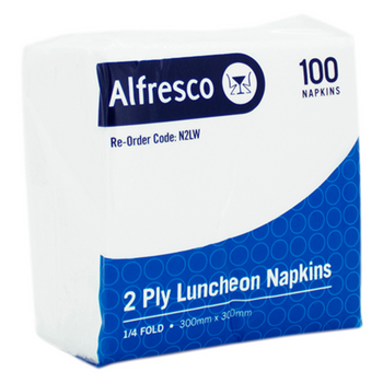 Alfresco 2ply Lunch Napkins Quarter Fold 100 Pack