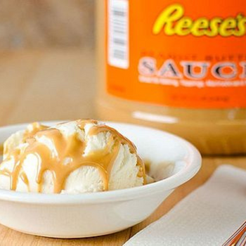 Reeses Peanut Butter Sauce Over Ice Cream