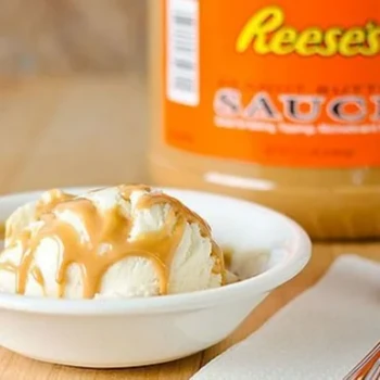 Reeses Peanut Butter Sauce Over Ice Cream