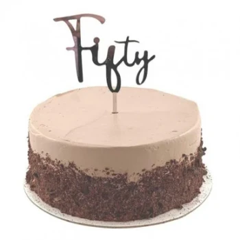 Cake Topper Acrylic Silver Fifty
