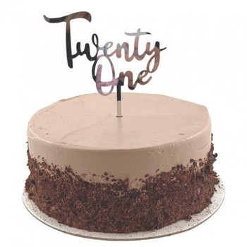 Cake Topper Acrylic Silver Twenty One