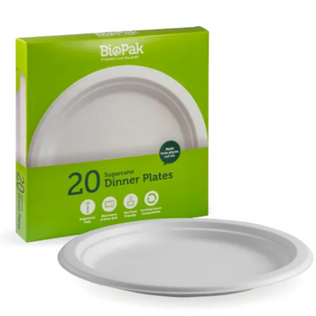 Biopak White Round Dinner BioPlates 20 Pack