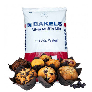 Bakels All-In Muffin Mix 10kg bag complete water-only premix