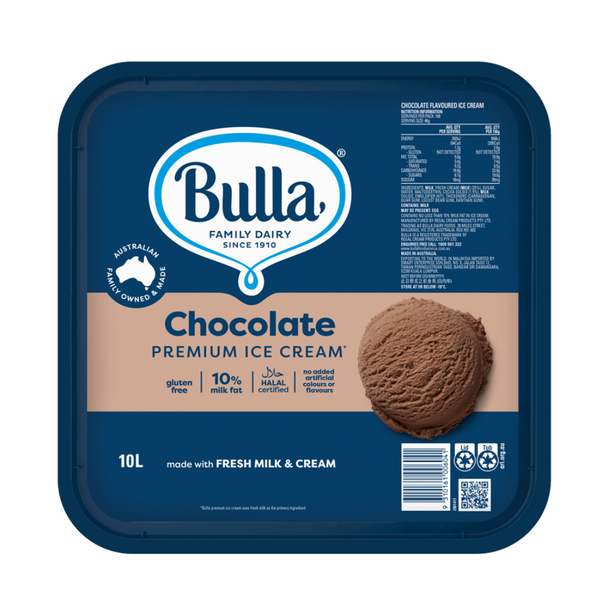 Bulla Real Dairy Chocolate Ice Cream 10 Litre  Lid View