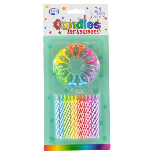 Candles Birthday Pkt 24 With Holder