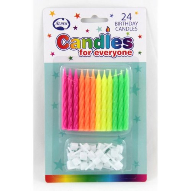 Candle Neon 24 Pack With Holders