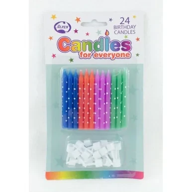 Candle Polkadot 24 Pack With Holders