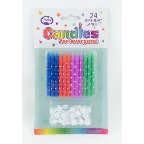 Candle Polkadot 24 Pack With Holders