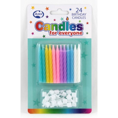 Candle Pastel 24 Pkt With Holders