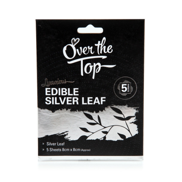 Over The Top Edible Silver Leaf 5 Sheets 8 x 8cm