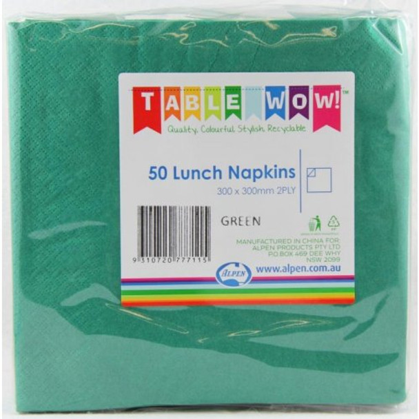 Serviettes Green Dark Lunch 2Ply 100 - Alpen