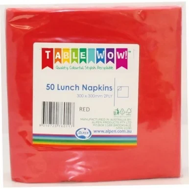 Serviettes Red Lunch 2Ply 100 - Alpen