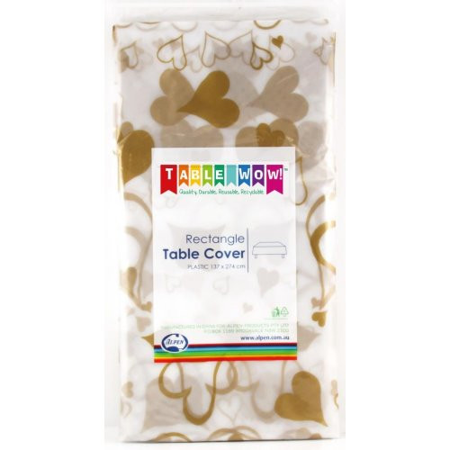 Tablecloth Gold Heart Rectangle Plastic