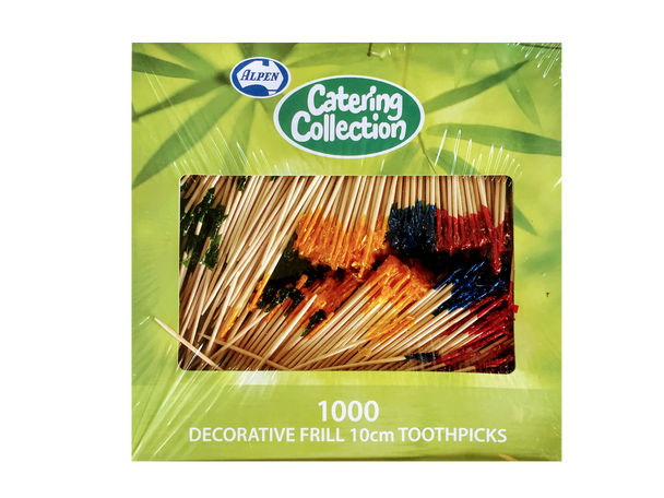ALPEN FRILLED TOOTHPICKS LARGE 4inch  10cm 1000 PACK