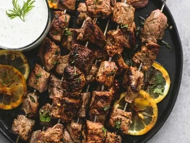 Large Beef Souvlaki Kebabs Lightly Seasoned