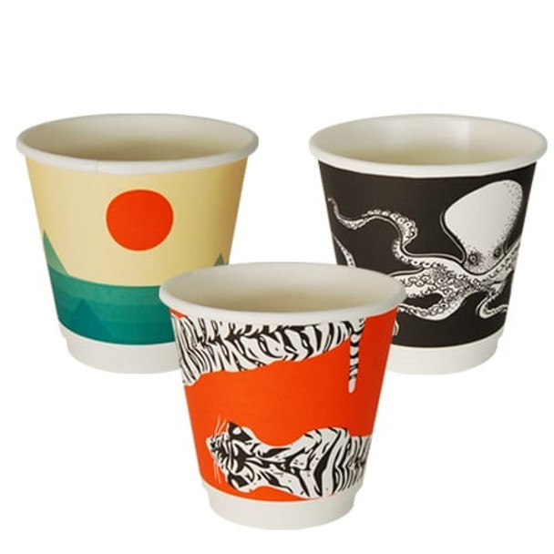 8oz Double Wall Hot Paper Cups Gallery Series x 25 pack 8oz Double Wall Hot Paper Cups Gallery Series x 25 pack