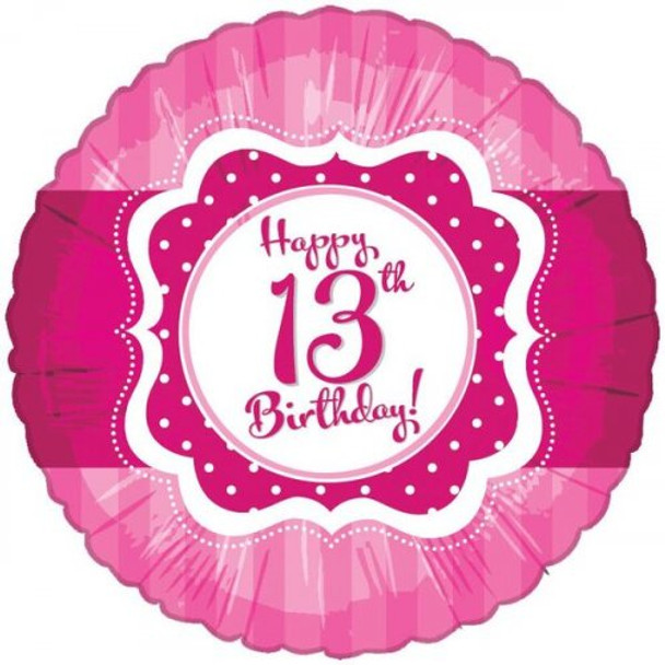 Happy 13th Birthday Pink Foil Balloon